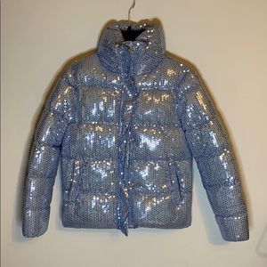 Sequin puffer jacket